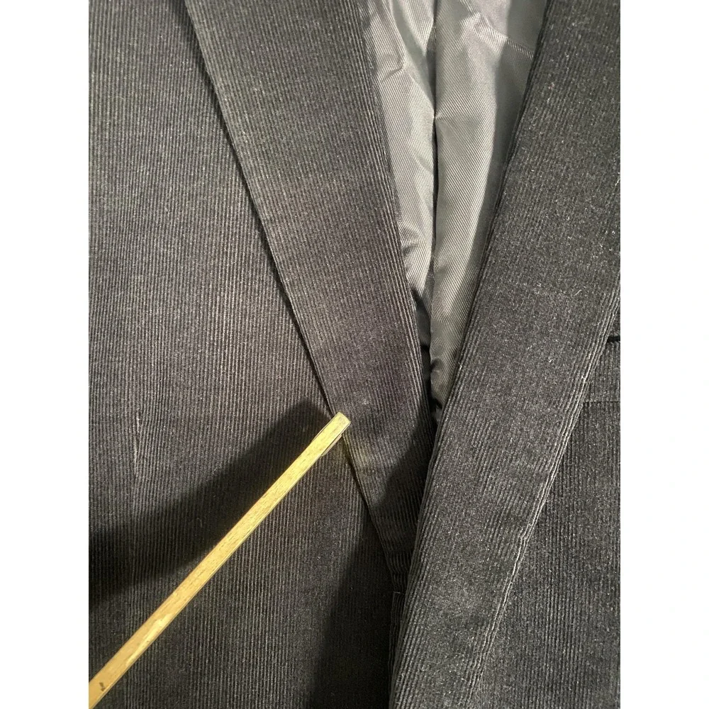 Stafford Blazer Mens‎ 46 L Black Corduroy Classic Fit Sport Coat Elbow Patch